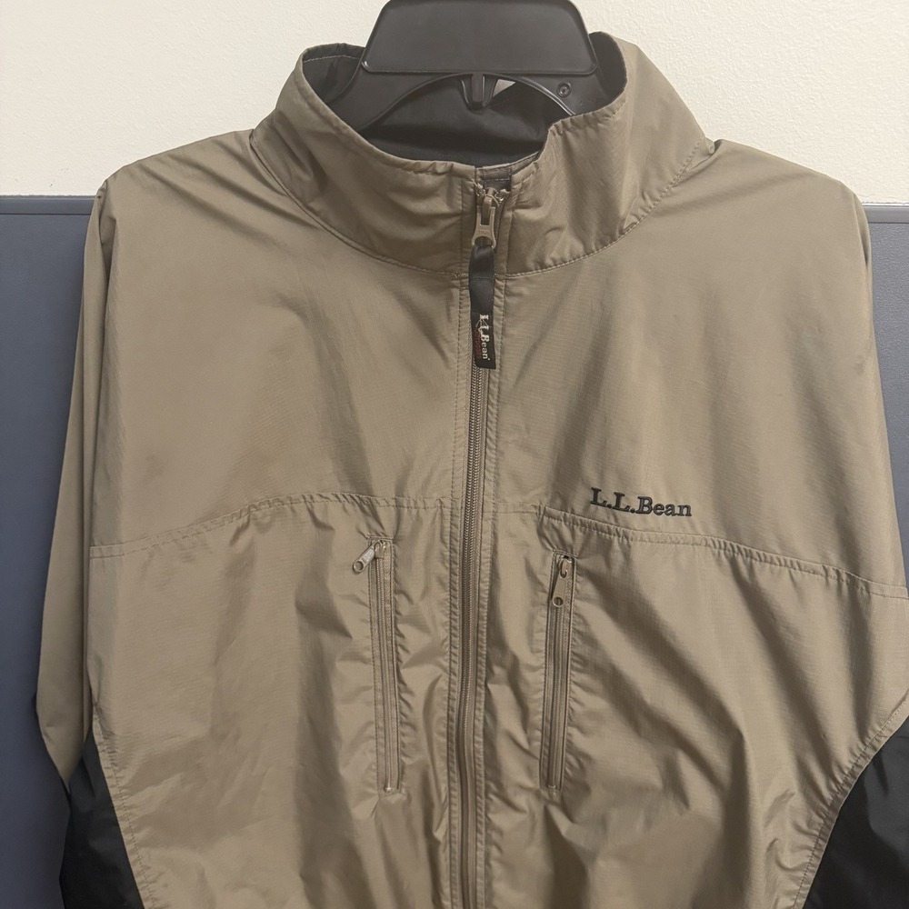 L.L. Bean Outdoors Windbreaker Jacket Men Large Brown Black Full Zip Lightweight - Picture 2 of 8